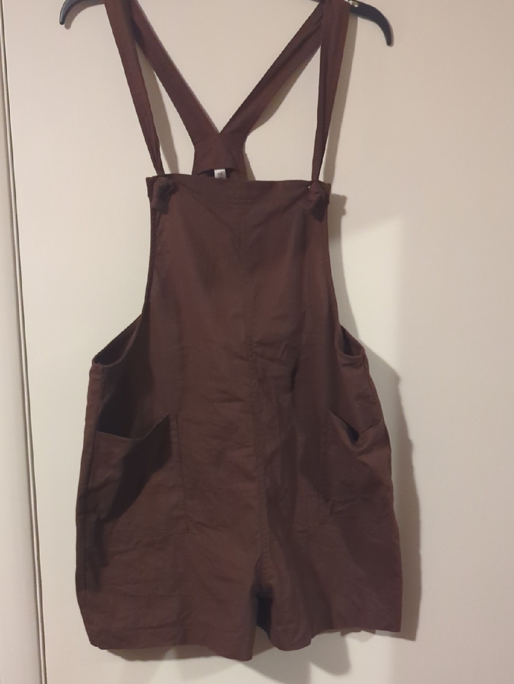 Zenana Outfitters Dark Brown Cross-Back Short Overalls